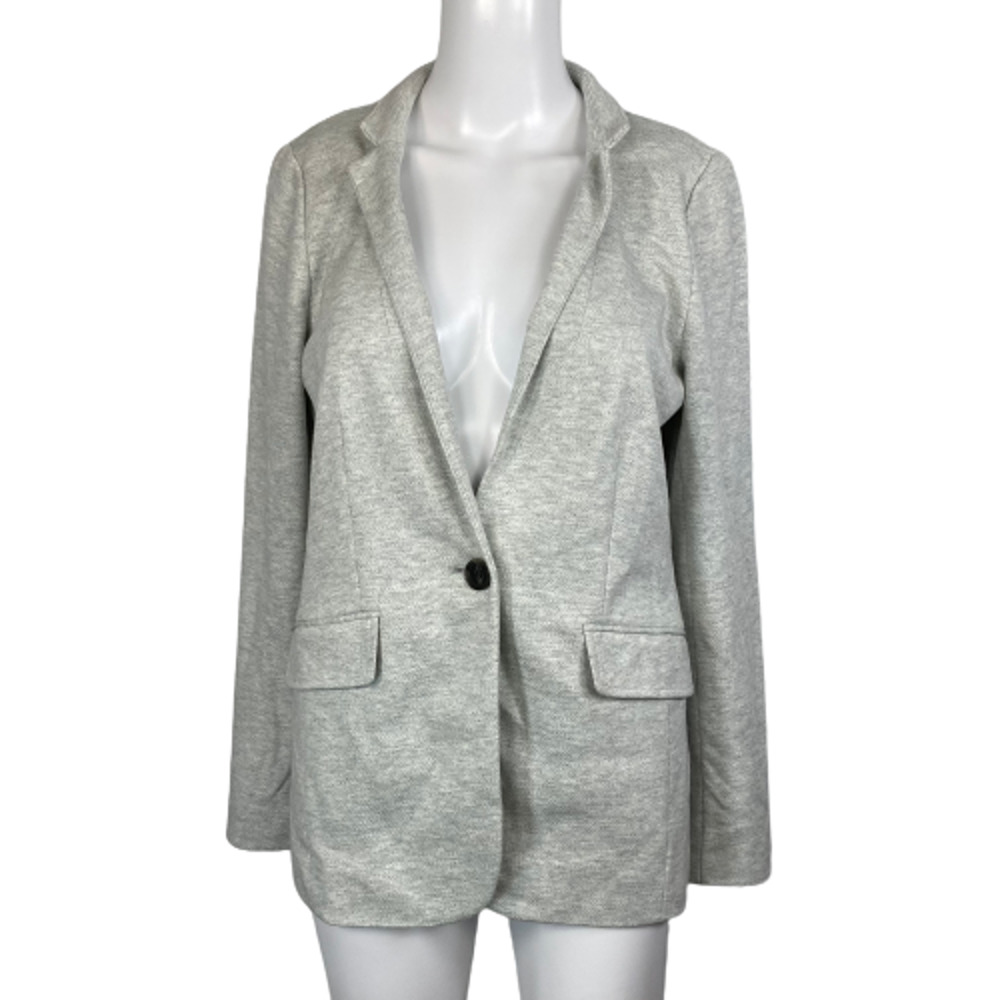 Talbots Jacket Blazer Womens Sz 2 Gray Cotton Knit‎ Stretch Pockets New